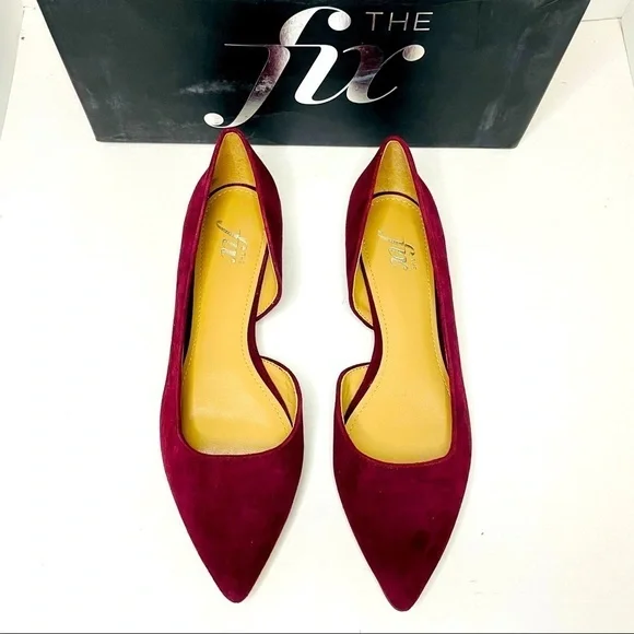 The Fix Emma Pointed Toe D’Orsay Velvet slide flat Wine. - Picture 2 of 7